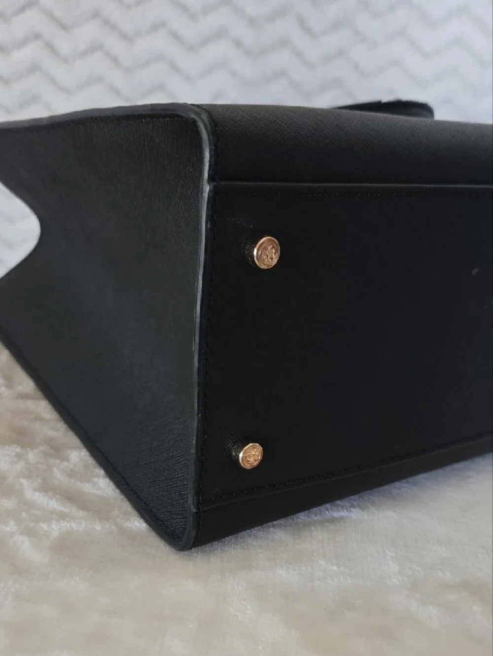 Tory Burch Black Leather Tote with Gold Hardware